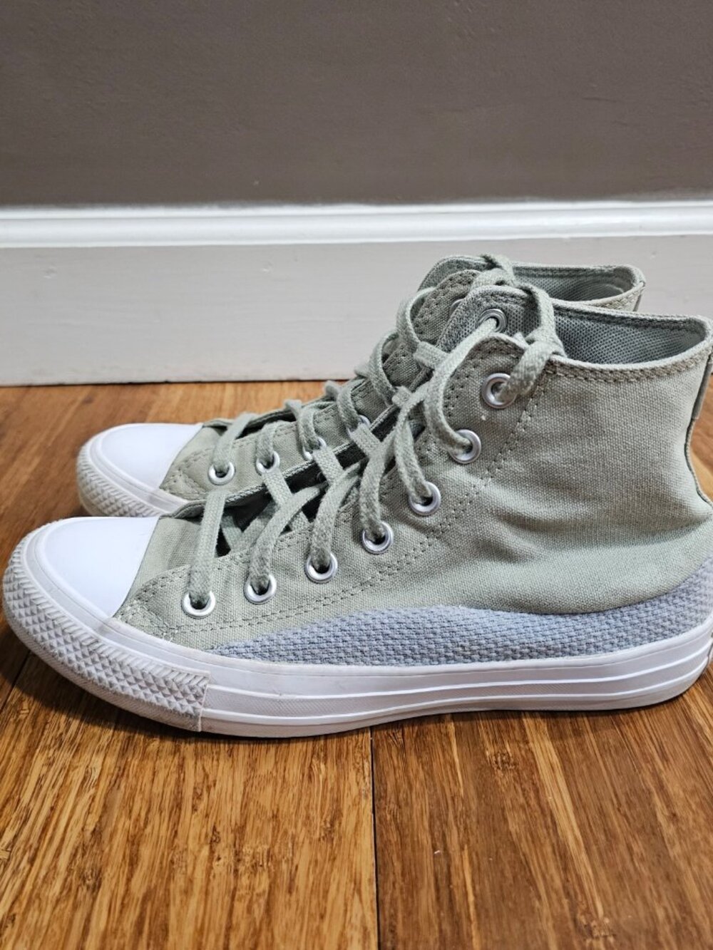 Converse Chuck Taylor High Top Sage Green Woven Sneakers Womens 7 Mens 5 A02783F